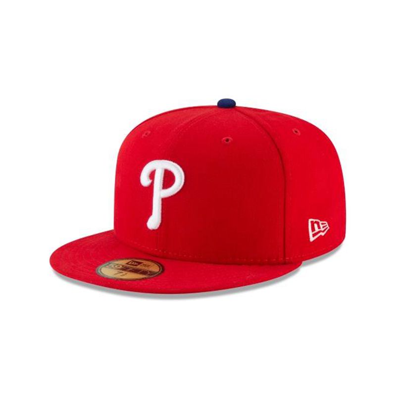 MLB Philadelphia Phillies Authentic Collection 59Fifty Fitted (MKL0383) - Red New Era Caps